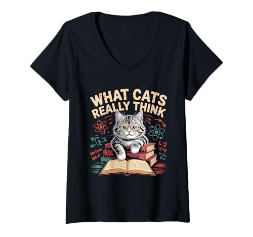 Damen was Katzen wirklich Denken, lustige Physikwissenschaft für Katzenliebhaber T-Shirt mit V-Ausschnitt Damen was Katzen wirklich Denken, lustige Physikwissenschaft für Katzenliebhaber T-Shirt mit V-Ausschnitt von What Cats Really Think Science Cat Lovers Apparel