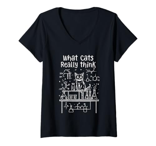 Damen was Katzen wirklich Denken, lustige Physikwissenschaft für Katzenliebhaber T-Shirt mit V-Ausschnitt Damen was Katzen wirklich Denken, lustige Physikwissenschaft für Katzenliebhaber T-Shirt mit V-Ausschnitt von What Cats Really Think Science Cat Lovers Apparel