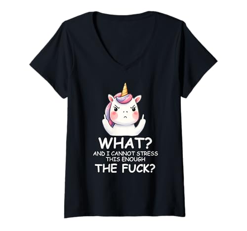 Damen What & I Cannot Stress This Enough The FCK Sign Fuck Unicorn T-Shirt mit V-Ausschnitt Damen What & I Cannot Stress This Enough The FCK Sign Fuck Unicorn T-Shirt mit V-Ausschnitt von What and I Cannot Stress This Enough the F T Shirt