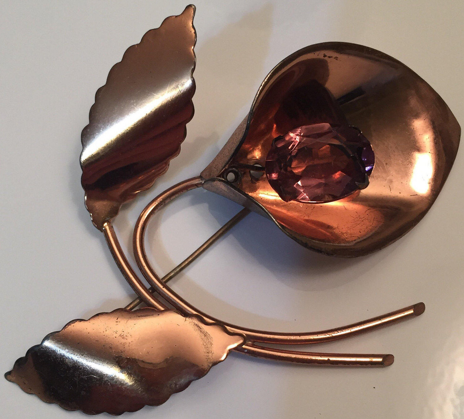 Rose Gold Über Sterling Silber Flowerwith Amethyst Brosche von WhatChaSellin