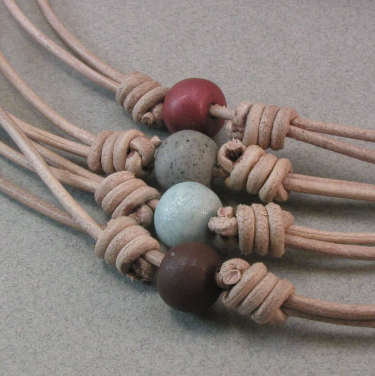 Perlen - Und Lederkette Verstellbar 3997 von WhatKnotShop