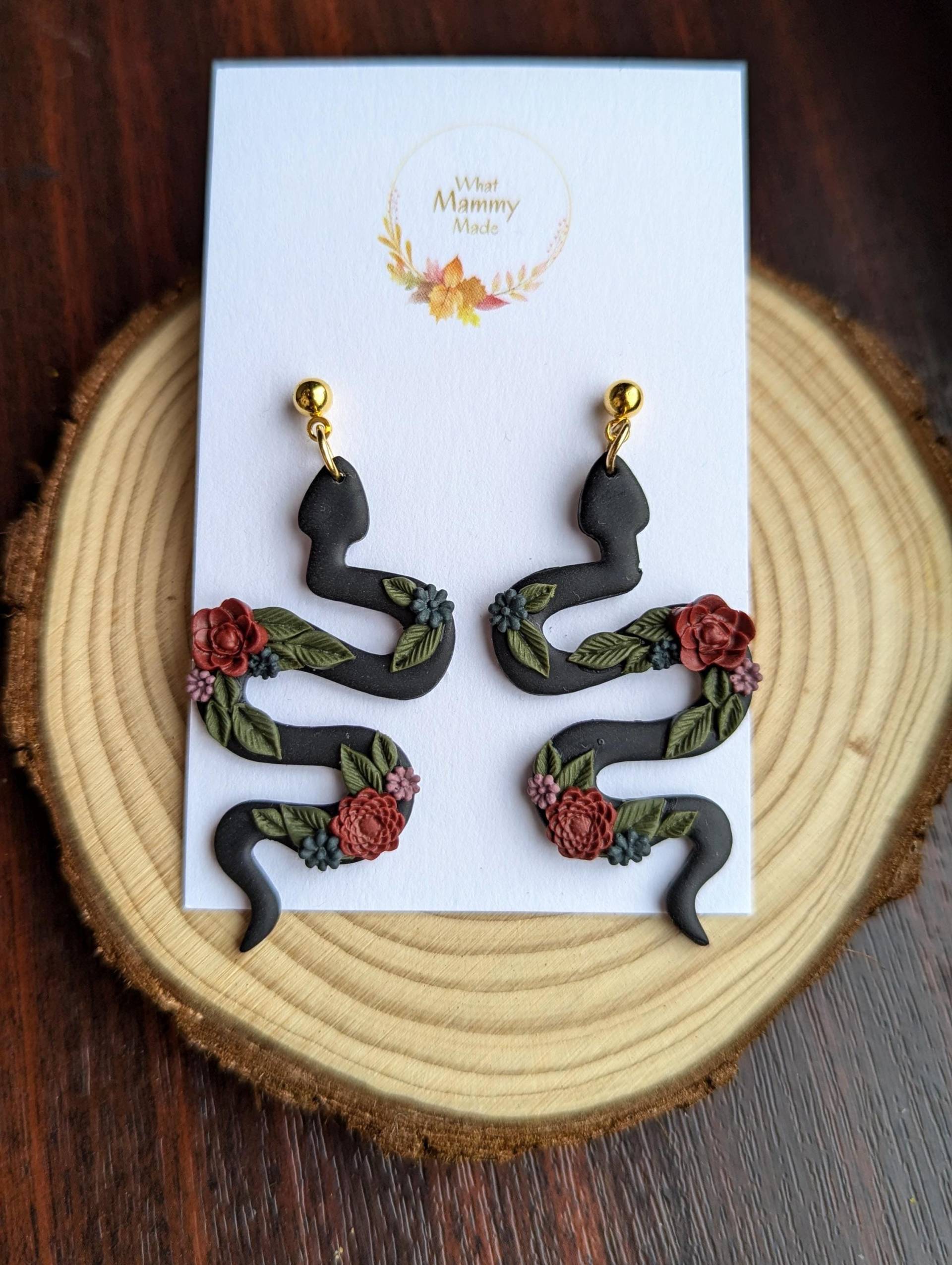 Handgemachte Blumen Schlange Ohrringe Boho Ohrringe Aus Polymer Clay Handgemachte Blumen Schlange Ohrringe Boho Ohrringe Aus Polymer Clay von WhatMammyMade