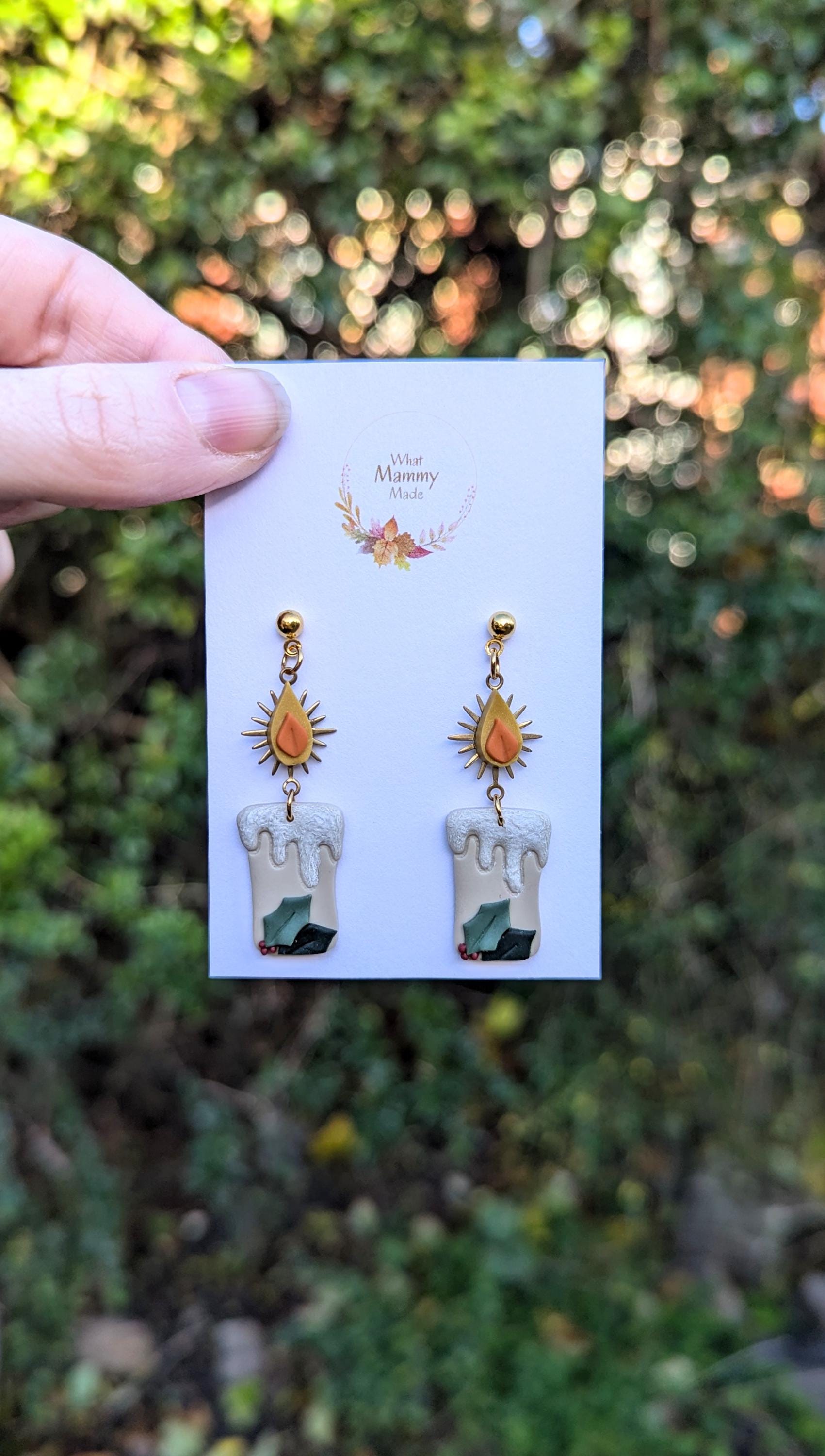 Weihnachten Kerze Ohrringe Handgemachte Polymer Clay Holly von WhatMammyMade
