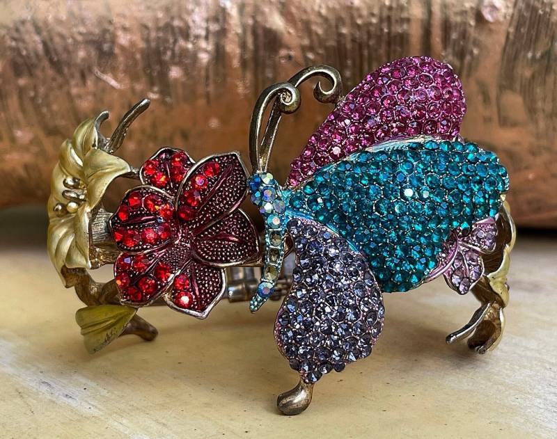Vintage 50Er Jahre Strass Schmetterling Manschetten-Armband von WhatWouldSusieWear