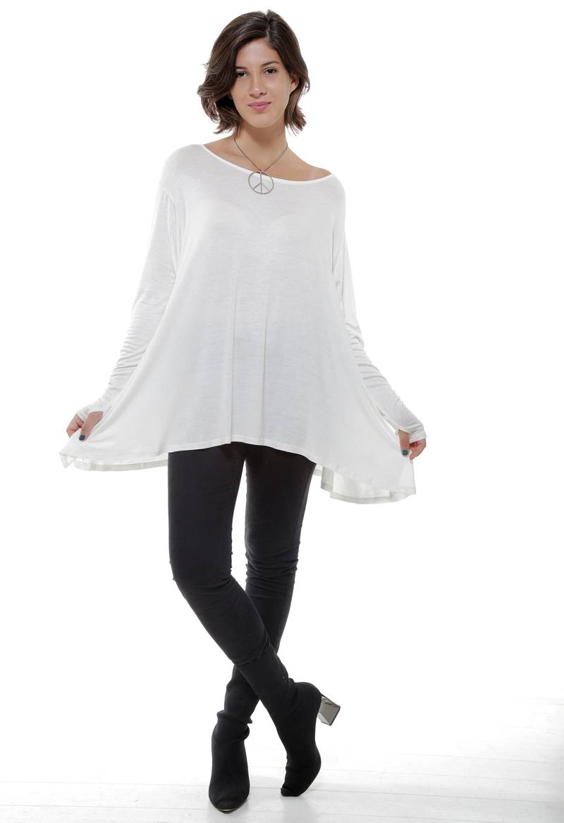 Weißes Frenchie Schlagen Top Mit Daumenlöchern von WhatWouldSusieWear