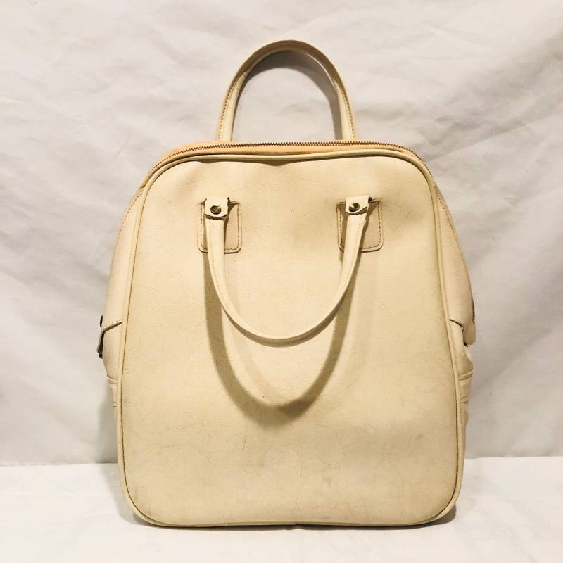 Bowlers Bag Handtasche Vintage Womans Cream Tall Faux Leder Bowlers Bag Handtasche Vintage Womans Cream Tall Faux Leder von WhatYaLoveApparel