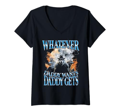 Damen was auch Immer Papa Will, Daddy bekommt lustiges Bootleg Sigma T-Shirt mit V-Ausschnitt Damen was auch Immer Papa Will, Daddy bekommt lustiges Bootleg Sigma T-Shirt mit V-Ausschnitt von Whatever Daddy Wants Daddy Gets Funny Bootleg