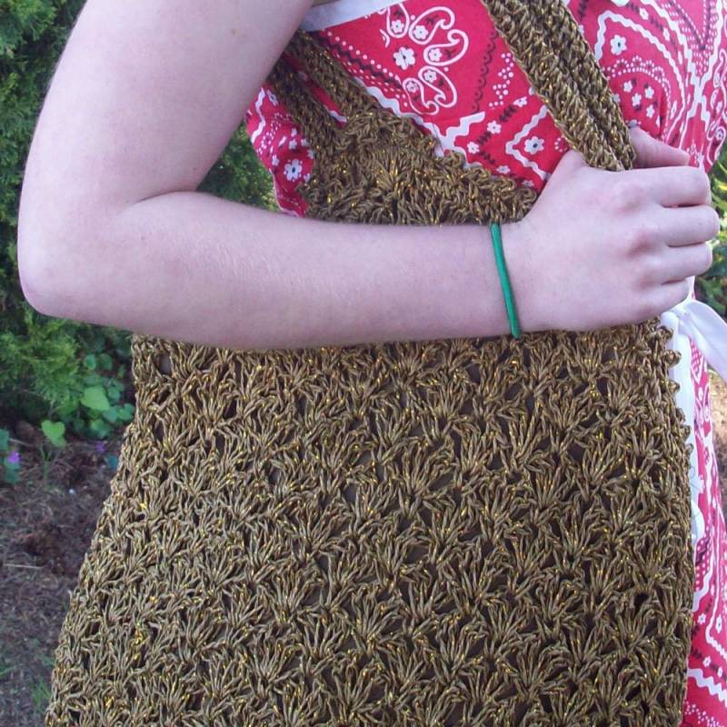 Braune Und Glitzernde Goldene Tragetasche, Mit Papier Gehäkelt Baumwolle Gefüttert von WhateverWorks