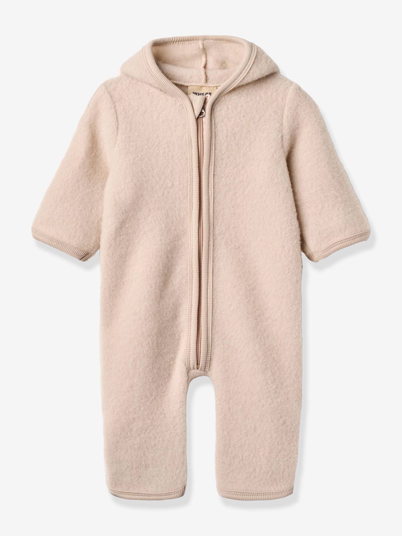 Overall mit Kapuze aus Merinowolle Baby Wheat lila von Wheat