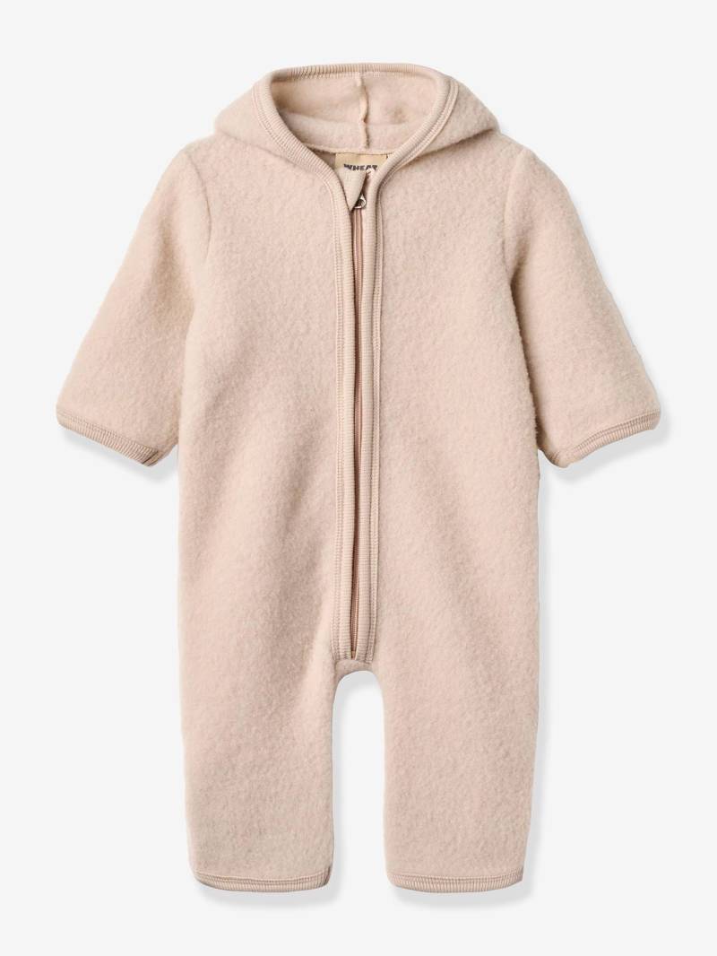 Overall mit Kapuze aus Merinowolle Baby Wheat lila von Wheat