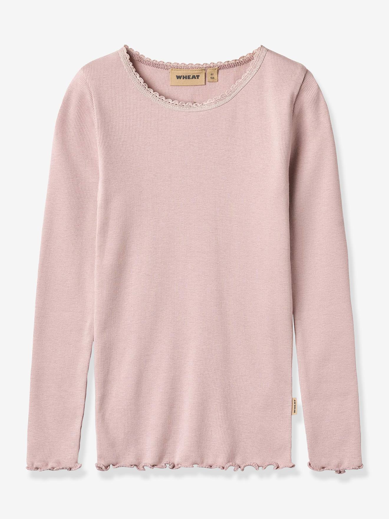 Rippshirt mit Spitzenkragen Mädchen Wheat lila von Wheat