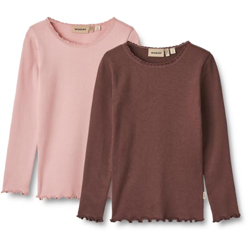 Wheat Mädchen 2er Pack Rib T-Shirt Reese Langarm Doppelpack, Rose Frost Eggplant, 110/5y von Wheat
