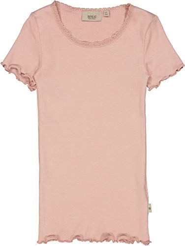 Wheat Rib T-Shirt Lace SS Misty Rose - T-Shirt Modal rosé (122) von Wheat