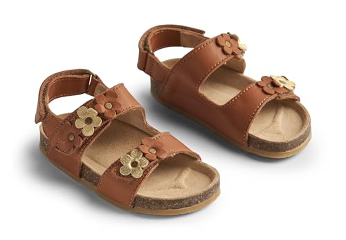 Wheat - Zehenfreie Kork-Sandale Clara mit Blumen - Unisex - echtes Leder von Wheat