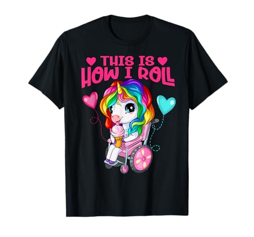 Süßes Eiscreme isst Einhorn Mädchen im Rollstuhl T-Shirt Süßes Eiscreme isst Einhorn Mädchen im Rollstuhl T-Shirt von Wheelchair Gifts & Designs For Women & Girls