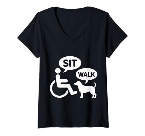 Damen Witziger Witz für Rollstuhlfahrer mit Behinderung T-Shirt mit V-Ausschnitt Damen Witziger Witz für Rollstuhlfahrer mit Behinderung T-Shirt mit V-Ausschnitt von Wheelchair Humor Disabled Handicapped