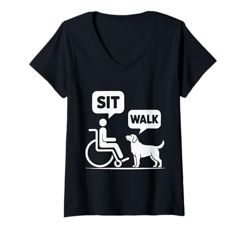Damen Witziger Witz für Rollstuhlfahrer mit Behinderung T-Shirt mit V-Ausschnitt Damen Witziger Witz für Rollstuhlfahrer mit Behinderung T-Shirt mit V-Ausschnitt von Wheelchair Humor Disabled Handicapped