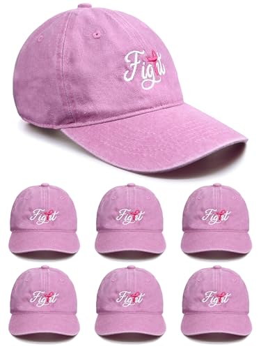 Whemyreat 6 pcs Pink Ribbon Brustkrebs Bewusstseinskappe,Großkampf-Geschenke,Frauen Accessoires,rosa Schleife,Aktivitäten,Bestickt inspirierend (DE/NL/SE/PL, Alphanumerisch, Einheitsgröße, pink-6pcs) von Whemyreat
