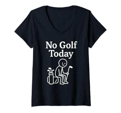 Damen Heute kein Golf Lustiger trauriger Stickman-Golfer T-Shirt mit V-Ausschnitt Damen Heute kein Golf Lustiger trauriger Stickman-Golfer T-Shirt mit V-Ausschnitt von When Golf Gets Cancelled Again