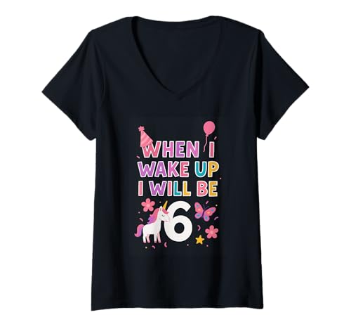 Damen Wenn ich aufwache werde ich 6 T-Shirt mit V-Ausschnitt Damen Wenn ich aufwache werde ich 6 T-Shirt mit V-Ausschnitt von When I Wake Up I Will Be
