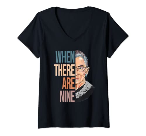 Damen When There Are Nine RBG Ruth Bader Ginsburg Notorious T-Shirt T-Shirt mit V-Ausschnitt Damen When There Are Nine RBG Ruth Bader Ginsburg Notorious T-Shirt T-Shirt mit V-Ausschnitt von When There Are Nine RBG Ruth T-Shirt