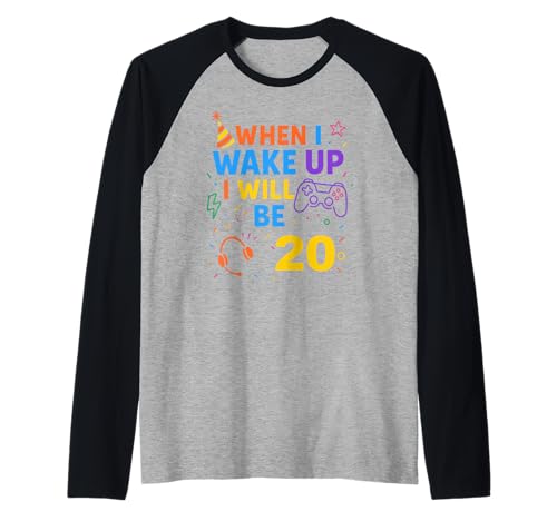 Wenn ich aufwache, werde ich 20, Twenty Boy Birthday Gamer Raglan Wenn ich aufwache, werde ich 20, Twenty Boy Birthday Gamer Raglan von When i Wake Up I Will Be