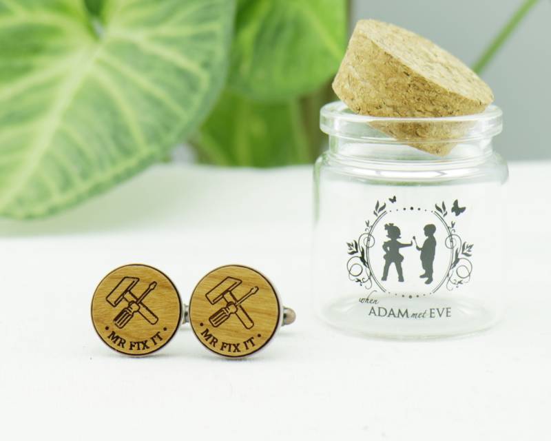 Herr Fix Es Holz Manschettenknöpfe - Beste Mann Geschenk Trauzeugen Diy Bau-Geschenk-Idee Hochzeit Trauzeuge von WhenAdamMetEve
