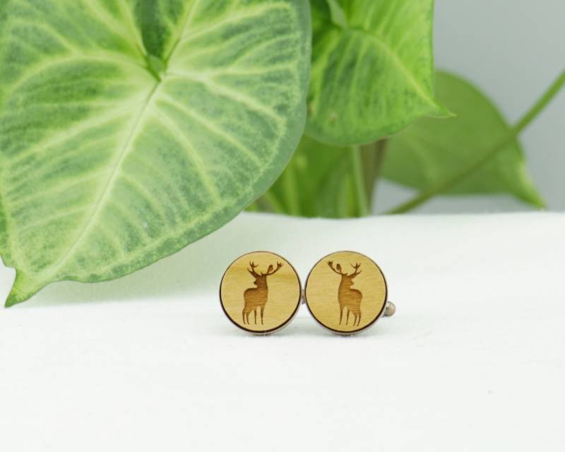 Hirsch Holz Manschettenknöpfe - Wald Rustikale Hochzeit Weihnachten Zubehör Für Ihn Schmuck von WhenAdamMetEve