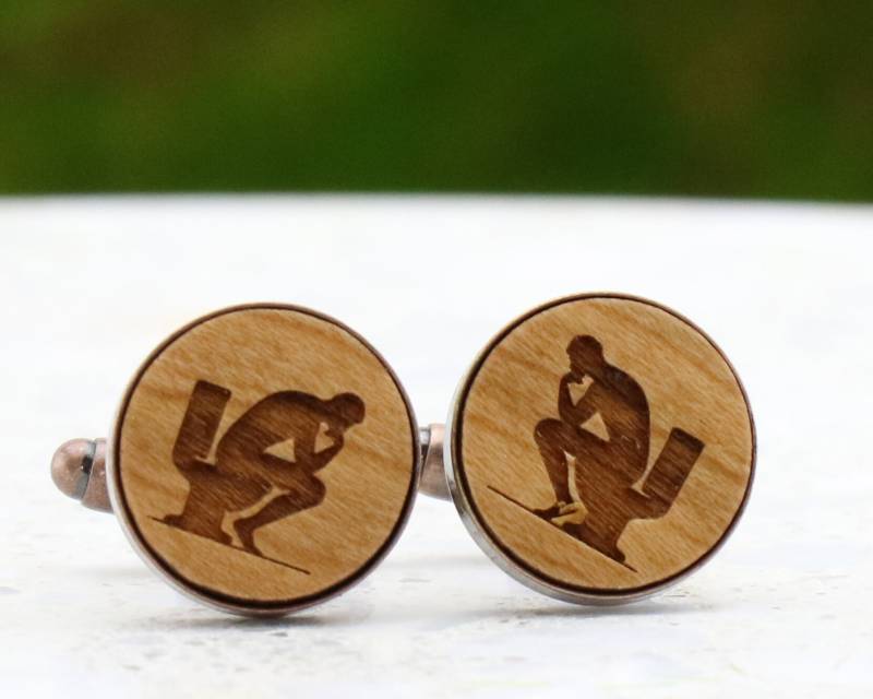 The Thinker Copper Wood Cufflinks-Vater Der Braut-Groom Cuff Links-Rustic Wedding-Groomsmen Gift-Unique-Australian Seller von WhenAdamMetEve