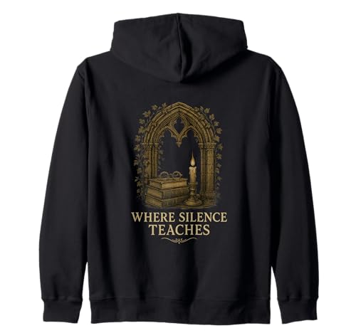 Gothic Book Arch Silence Teaches Dark Academia Kerze Kapuzenjacke von Where Silence Teaches Vintage Gothic Book