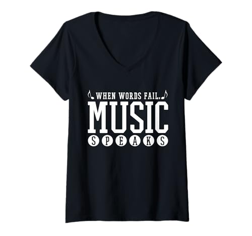 Damen Where Words Fail Music Speaks – Zitat für Musiker, Lehrer, Geschenk T-Shirt mit V-Ausschnitt Damen Where Words Fail Music Speaks – Zitat für Musiker, Lehrer, Geschenk T-Shirt mit V-Ausschnitt von Where Words Fail Music Speaks - Apparel & Gifts
