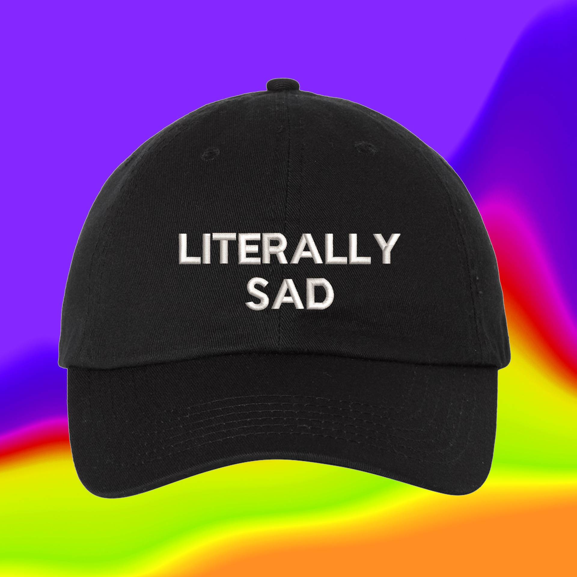 Buchstäblich Trauriger Hut | Individuell Farblich Verstellbare Bestickte Papamütze von WheredUGetThatHat