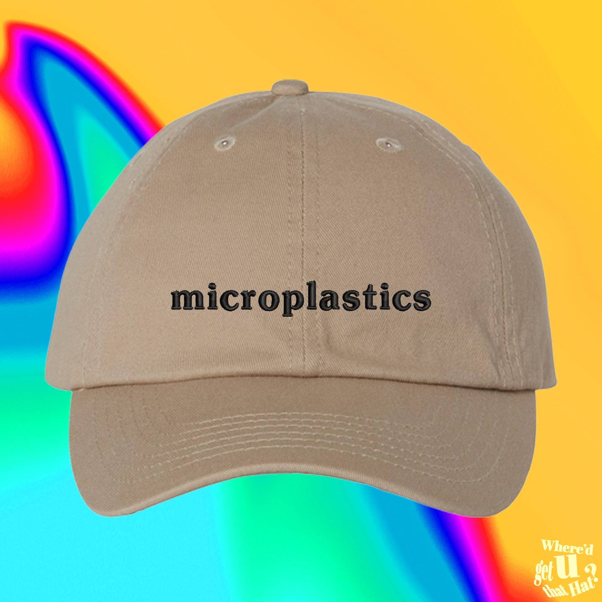 Mikroplastik-Hut | Geschenkhut Für Umweltschützer Lebensmitteltabelle Essen Sie Mikroplastik Individuell Farblich Verstellbare Bestickte Papamütze von WheredUGetThatHat