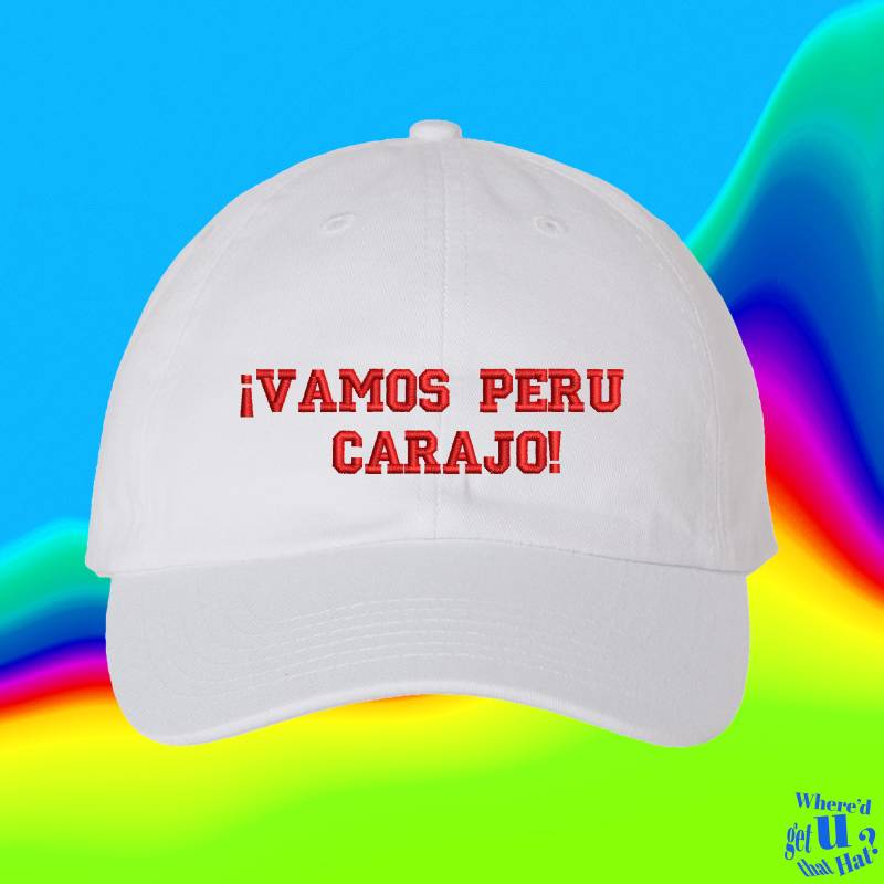 Vamos Peru Carajo Hut | Futbol Mama Oder Papa Fußballfans Individuell Farblich Verstellbare Bestickte Papamütze von WheredUGetThatHat