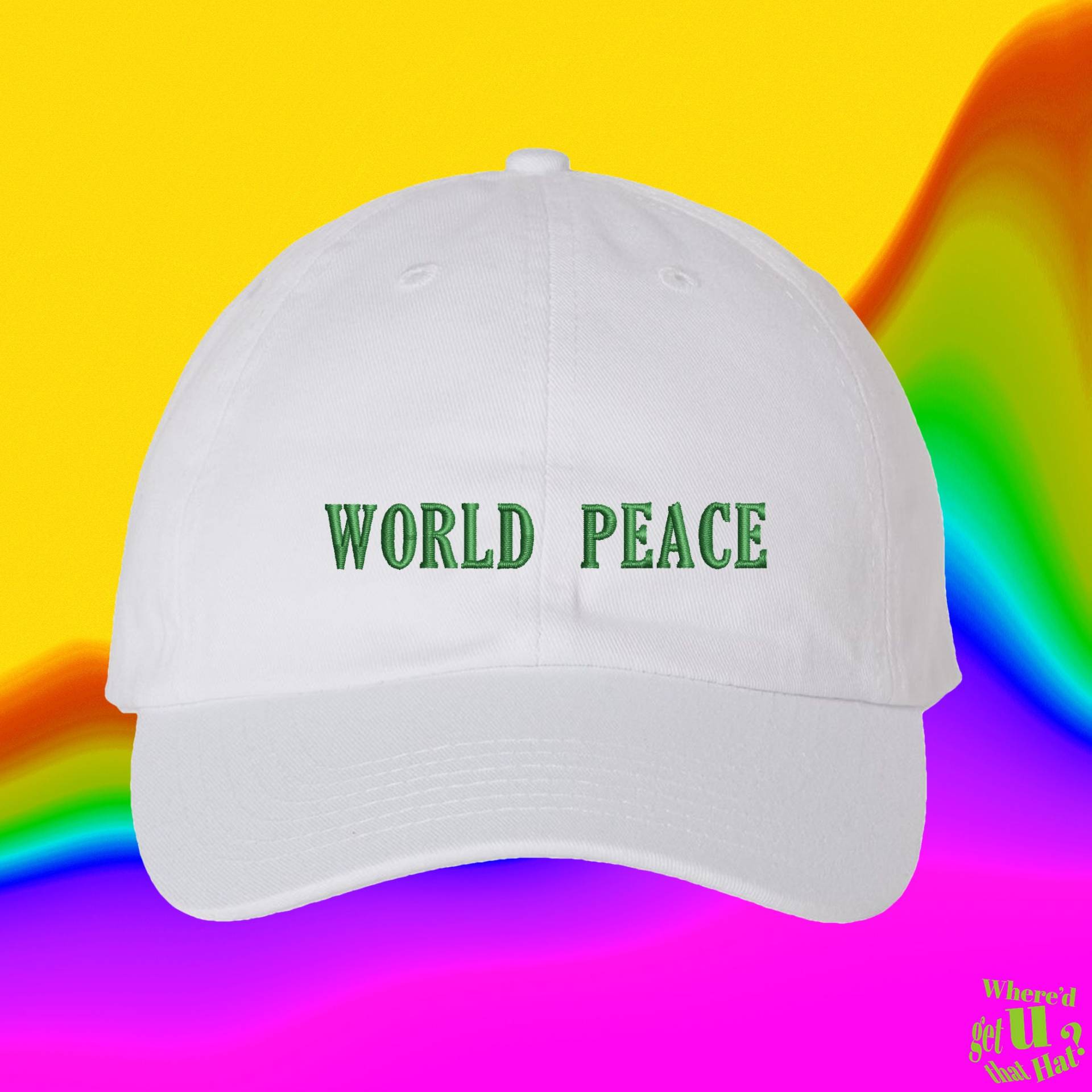 Weltfriedensmütze | Benutzerdefinierte Farbverstellbare Gestickte Dad-Hut von WheredUGetThatHat