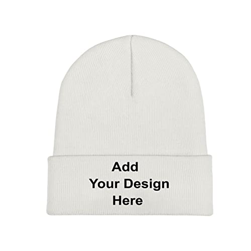 Whhzhao Maßgeschneiderte Beanie-Mütze mit personalisiertem Text, Foto und Logo Strickmütze mit Bündchen für Männer und Frauen von Whhzhao