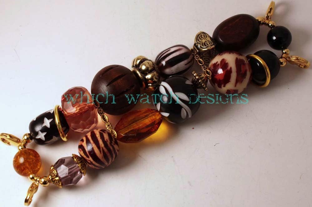 Aus Afrika.. Chunky Gold Und Braun Perlen Uhr Band, Austauschbar Aus Afrika.. Chunky Gold Und Braun Perlen Uhr Band, Austauschbar von WhichWatchDesigns