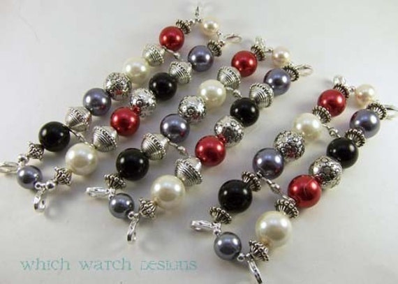 Formelle Kleidung... Schwarz, Rot, Grau Und Creme Glasperle Austauschbaren Perlen Armband, Versilbert Formelle Kleidung... Schwarz, Rot, Grau Und Creme Glasperle Austauschbaren Perlen Armband, Versilbert von WhichWatchDesigns