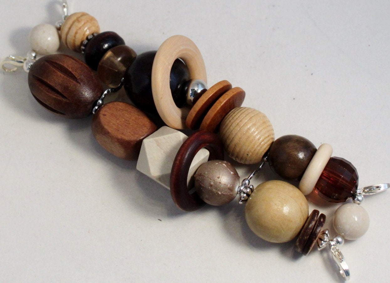 Sommer Holz Sepia.. Chunky Creme, Honig, Dunkelbraune Perlen Uhr Band, Austauschbar Sommer Holz Sepia.. Chunky Creme, Honig, Dunkelbraune Perlen Uhr Band, Austauschbar von WhichWatchDesigns