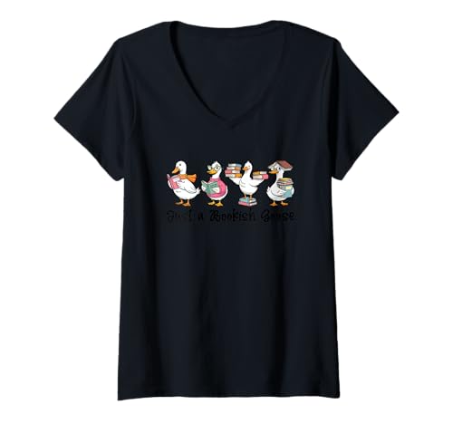Damen Buchliebhaber Enten mit Brille T-Shirt mit V-Ausschnitt Damen Buchliebhaber Enten mit Brille T-Shirt mit V-Ausschnitt von Whimsical Bookish Ducks With Glasses Enthusiasts