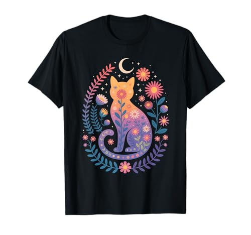 Charmantes Cottagecore-Katzendesign mit Blumenmuster für Damen T-Shirt Charmantes Cottagecore-Katzendesign mit Blumenmuster für Damen T-Shirt von Whimsical Cat Lovers Boutique Apparel Collection