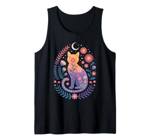 Charmantes Cottagecore-Katzendesign mit Blumenmuster für Damen Tank Top Charmantes Cottagecore-Katzendesign mit Blumenmuster für Damen Tank Top von Whimsical Cat Lovers Boutique Apparel Collection
