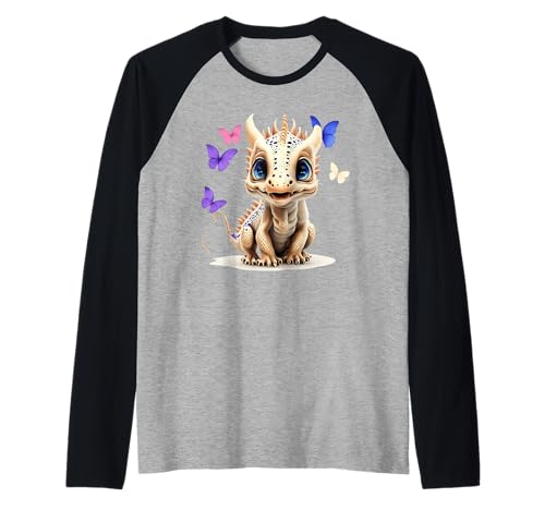 Niedlicher Drache mit blauen Augen und lila Schmetterlingen für Kinder Raglan Niedlicher Drache mit blauen Augen und lila Schmetterlingen für Kinder Raglan von Whimsical Dragon Clothing For Kids Cute Gaphic