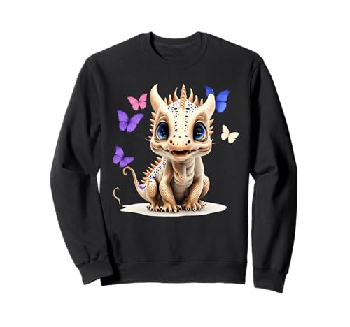 Niedlicher Drache mit blauen Augen und lila Schmetterlingen für Kinder Sweatshirt Niedlicher Drache mit blauen Augen und lila Schmetterlingen für Kinder Sweatshirt von Whimsical Dragon Clothing For Kids Cute Gaphic