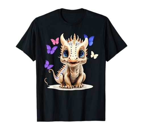 Niedlicher Drache mit blauen Augen und lila Schmetterlingen für Kinder T-Shirt Niedlicher Drache mit blauen Augen und lila Schmetterlingen für Kinder T-Shirt von Whimsical Dragon Clothing For Kids Cute Gaphic