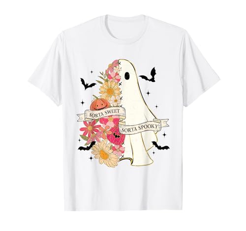 Sorta Sweet Sorta Gruselig Niedlich Blumengeist Halloween Frauen T-Shirt von Whimsical Halloween Floral Ghost Costume Tees