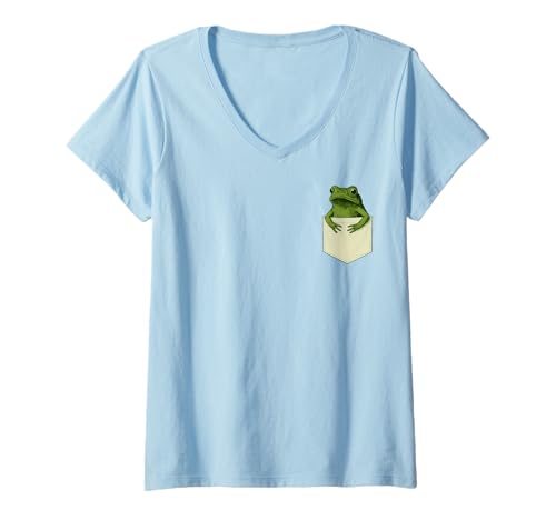 Damen Lustige Taschen-Frosch-Liebhaber, Männer, Frauen, Jungen, Mädchen, Kinder, Kleinkinder T-Shirt mit V-Ausschnitt Damen Lustige Taschen-Frosch-Liebhaber, Männer, Frauen, Jungen, Mädchen, Kinder, Kleinkinder T-Shirt mit V-Ausschnitt von Whimsical Olive Green Frog Emerging From Pocket