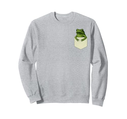Lustige Taschen-Frosch-Liebhaber, Männer, Frauen, Jungen, Mädchen, Kinder, Kleinkinder Sweatshirt von Whimsical Olive Green Frog Emerging From Pocket