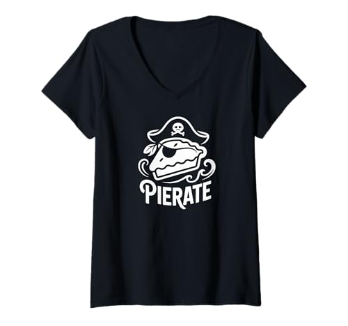 Damen Pirate Pie Design, Abenteuerspaß T-Shirt mit V-Ausschnitt Damen Pirate Pie Design, Abenteuerspaß T-Shirt mit V-Ausschnitt von Whimsical Pirate Pie Adventure Humor