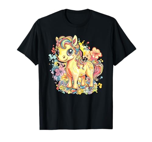 Buntes Pony mit Blumen für Spaß für Kinder T-Shirt Buntes Pony mit Blumen für Spaß für Kinder T-Shirt von Whimsical Pony Floral Fantasy Children